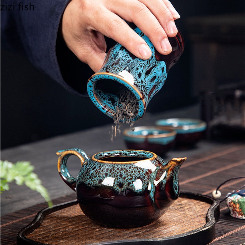 Keramischer Teedose Teebox Teebehälter Lagertank Versiegeltes Glas Getreidetank Bonbonglas Teeorganizer Teedose Schreibtischaufbewahrungsbox