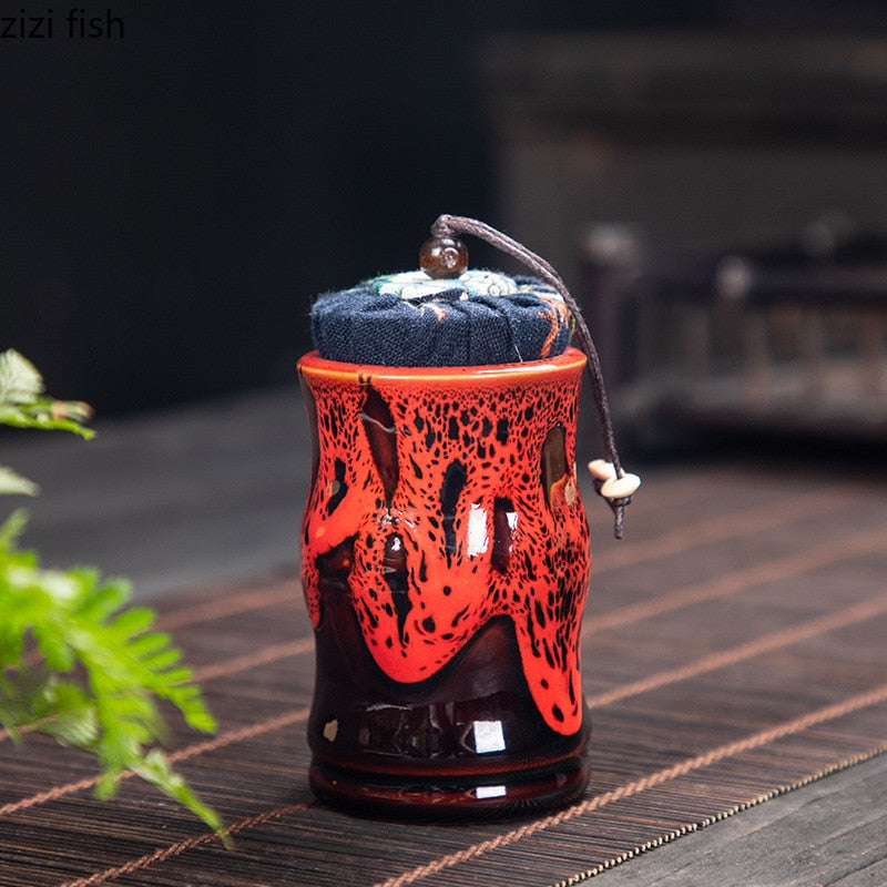 Keramischer Teedose Teebox Teebehälter Lagertank Versiegeltes Glas Getreidetank Bonbonglas Teeorganizer Teedose Schreibtischaufbewahrungsbox