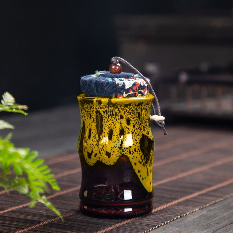 Keramischer Teedose Teebox Teebehälter Lagertank Versiegeltes Glas Getreidetank Bonbonglas Teeorganizer Teedose Schreibtischaufbewahrungsbox