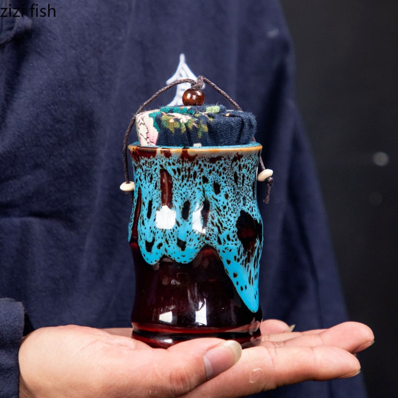 Keramischer Teedose Teebox Teebehälter Lagertank Versiegeltes Glas Getreidetank Bonbonglas Teeorganizer Teedose Schreibtischaufbewahrungsbox