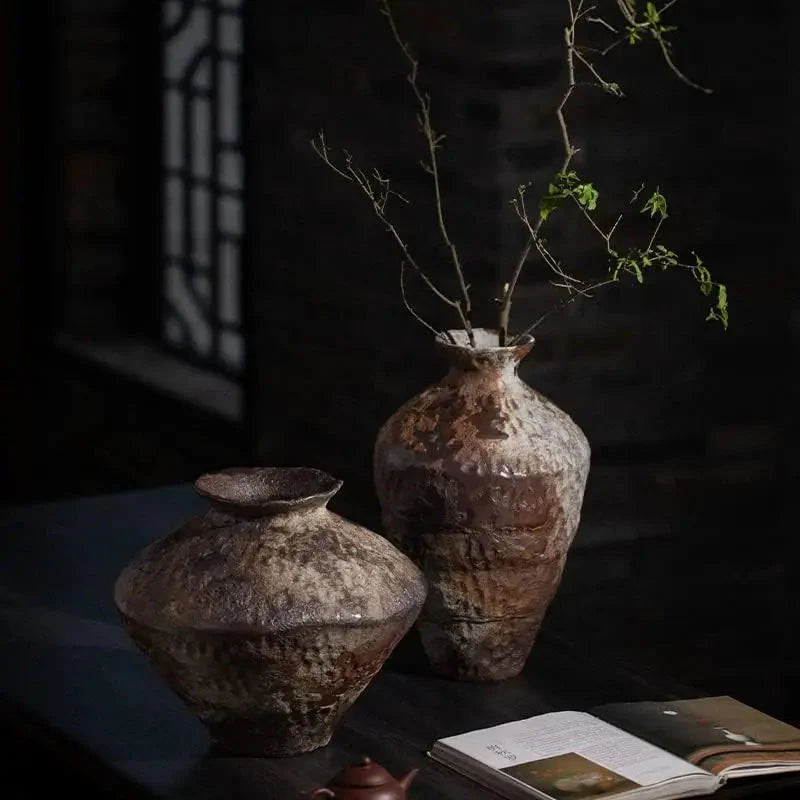 Keramische aktive Glasur Oberfläche rustikale Vase vintage Vase Zen Dekoration raue Keramiktopf handgefertigte vintage Porzellan Vase