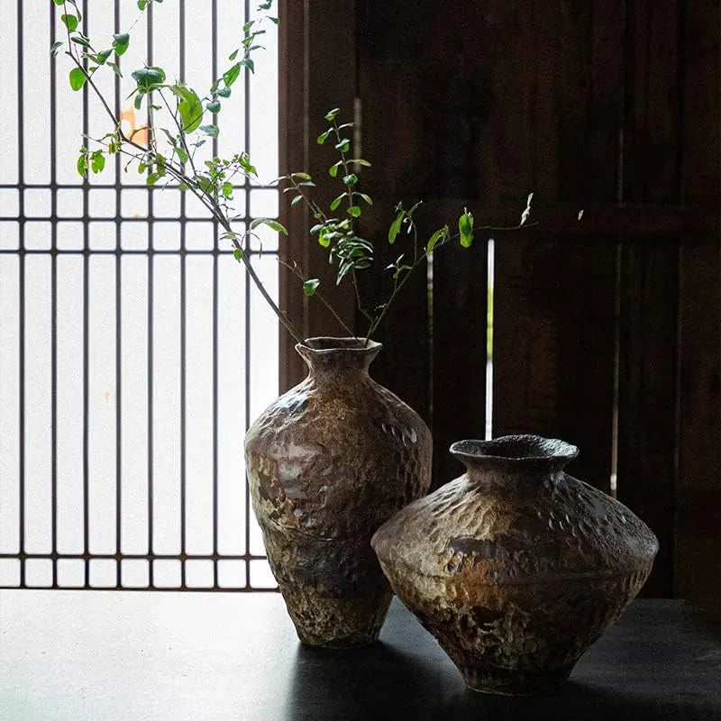 Keramische aktive Glasur Oberfläche rustikale Vase vintage Vase Zen Dekoration raue Keramiktopf handgefertigte vintage Porzellan Vase