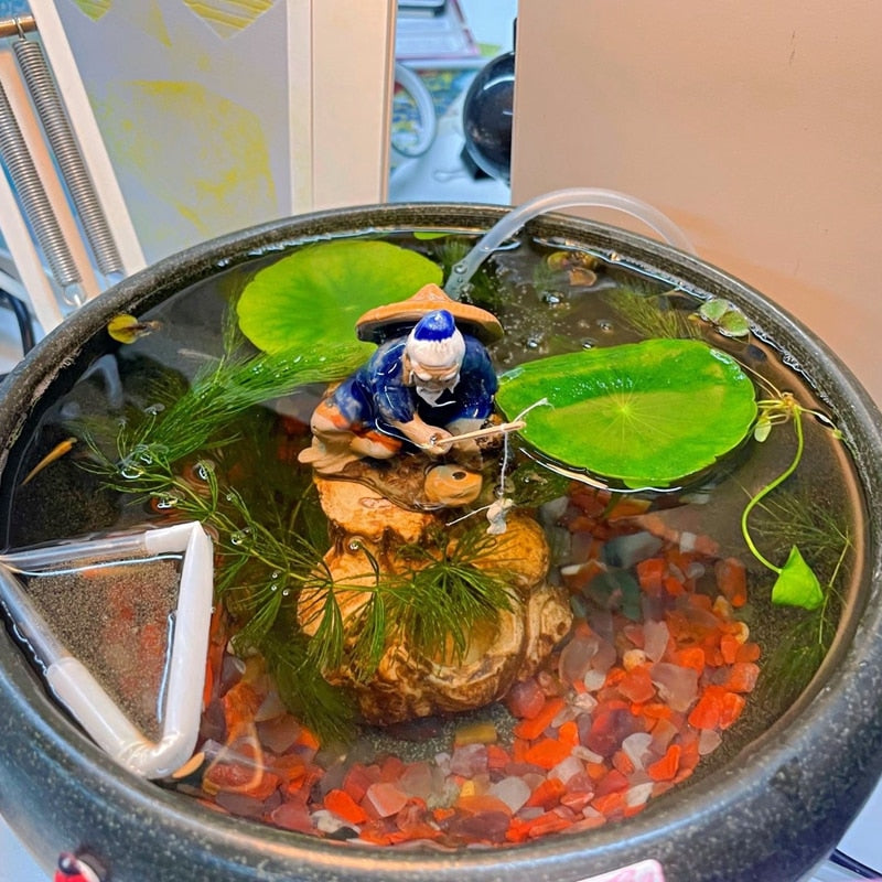 Keramische Fischerboot-Figuren für Aquarium Fischtank Landschaft Bonsai Steingarten Ornament Dekoration Feengarten Wohnkultur