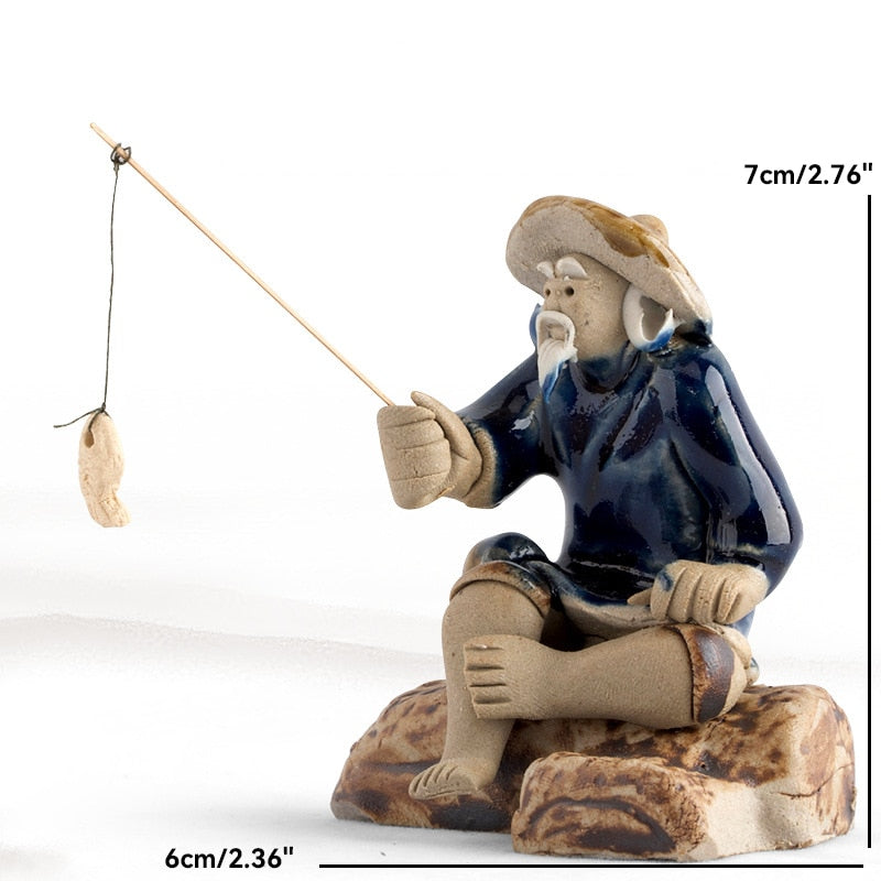Keramische Fischerboot-Figuren für Aquarium Fischtank Landschaft Bonsai Steingarten Ornament Dekoration Feengarten Wohnkultur
