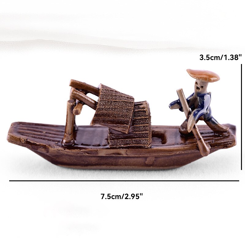 Keramische Fischerboot-Figuren für Aquarium Fischtank Landschaft Bonsai Steingarten Ornament Dekoration Feengarten Wohnkultur