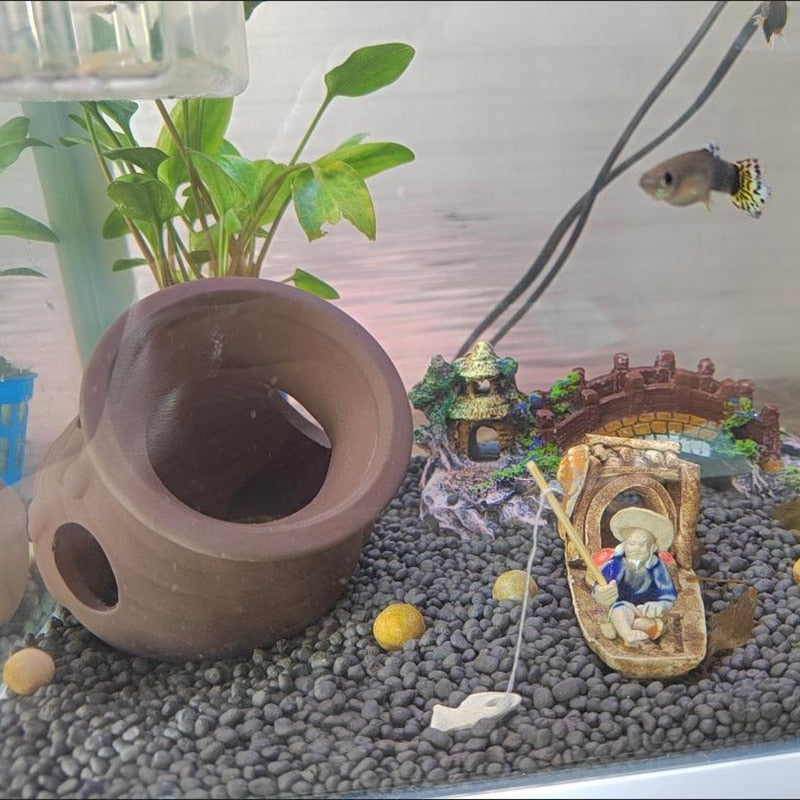 Keramische Fischerboot-Figuren für Aquarium Fischtank Landschaft Bonsai Steingarten Ornament Dekoration Feengarten Wohnkultur