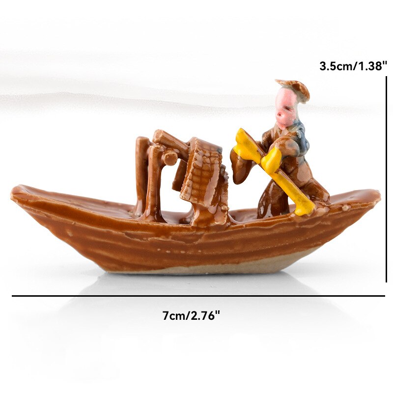 Keramische Fischerboot-Figuren für Aquarium Fischtank Landschaft Bonsai Steingarten Ornament Dekoration Feengarten Wohnkultur