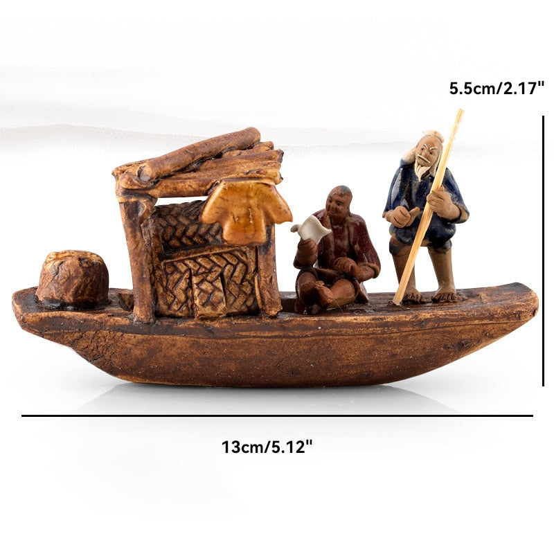 Keramische Fischerboot-Figuren für Aquarium Fischtank Landschaft Bonsai Steingarten Ornament Dekoration Feengarten Wohnkultur