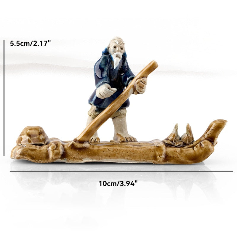 Keramische Fischerboot-Figuren für Aquarium Fischtank Landschaft Bonsai Steingarten Ornament Dekoration Feengarten Wohnkultur