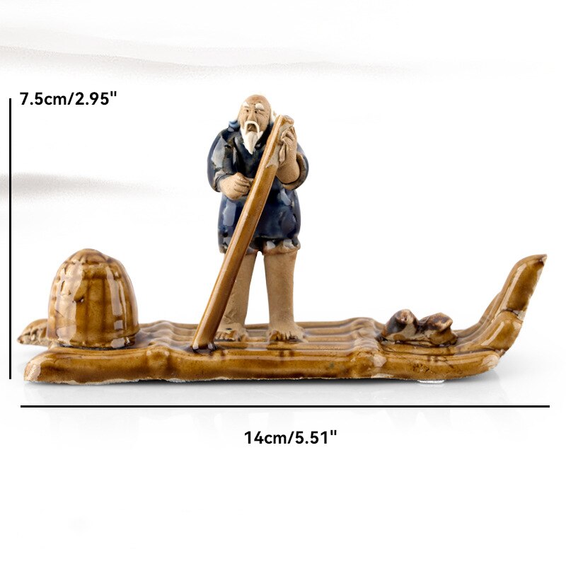 Keramische Fischerboot-Figuren für Aquarium Fischtank Landschaft Bonsai Steingarten Ornament Dekoration Feengarten Wohnkultur