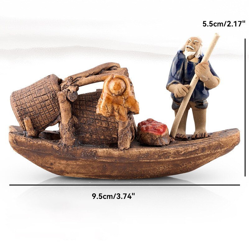 Keramische Fischerboot-Figuren für Aquarium Fischtank Landschaft Bonsai Steingarten Ornament Dekoration Feengarten Wohnkultur