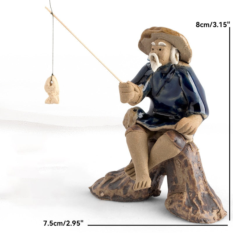 Keramische Fischerboot-Figuren für Aquarium Fischtank Landschaft Bonsai Steingarten Ornament Dekoration Feengarten Wohnkultur