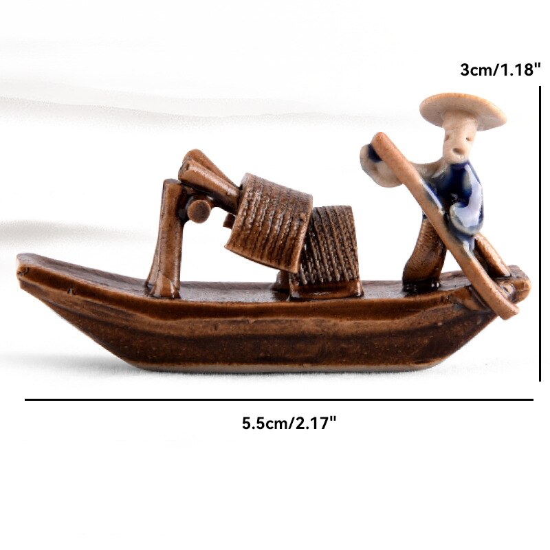 Keramische Fischerboot-Figuren für Aquarium Fischtank Landschaft Bonsai Steingarten Ornament Dekoration Feengarten Wohnkultur