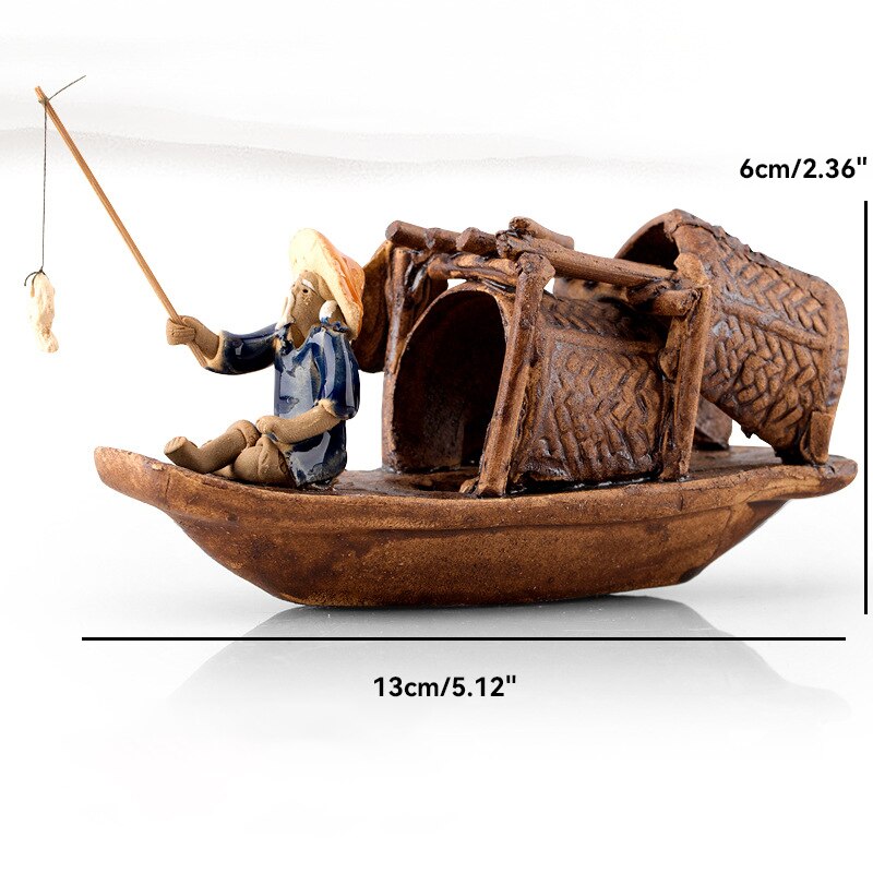 Keramische Fischerboot-Figuren für Aquarium Fischtank Landschaft Bonsai Steingarten Ornament Dekoration Feengarten Wohnkultur