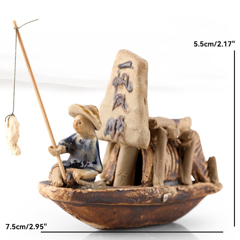 Keramische Fischerboot-Figuren für Aquarium Fischtank Landschaft Bonsai Steingarten Ornament Dekoration Feengarten Wohnkultur