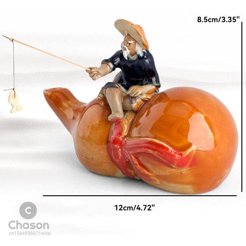Keramische Fischerboot-Figuren für Aquarium Fischtank Landschaft Bonsai Steingarten Ornament Dekoration Feengarten Wohnkultur
