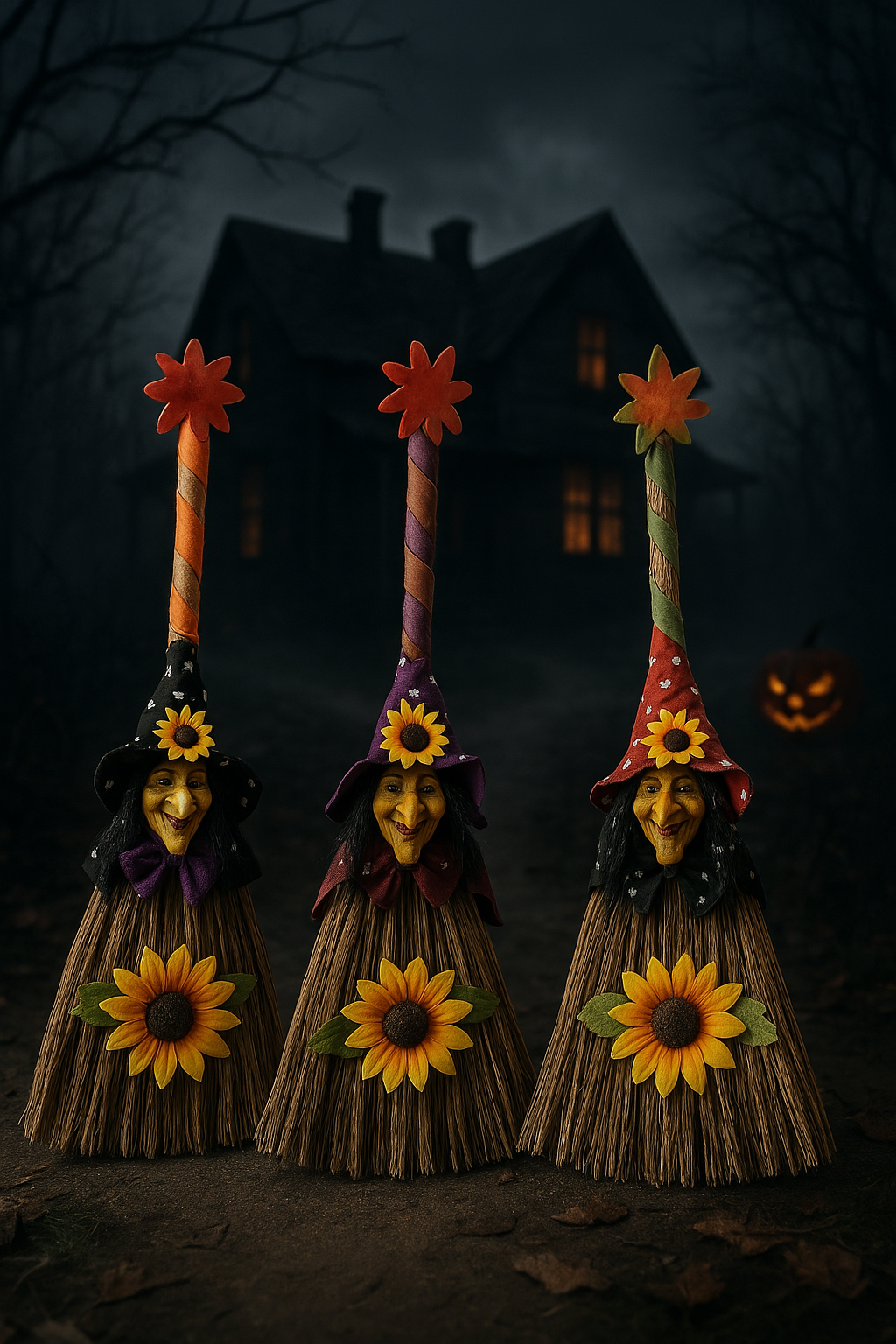 Frendorf | Hexenbesen Halloween Dekoration – Gruselig rustikaler Hexenbesen – 90 cm Requisite für Cosplay, Geisterhaus & Partydekoration – Klassisches Halloween-Zubehör für Innen- & Außenausstellung