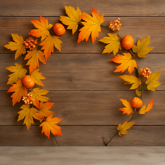 Frendorf | Beere, Ahornblatt & Kürbis Girlande 180 cm - Festliche Herbstgirlande mit Kürbissen, Beeren und Ahornblättern - Perfekt für Herbst, Erntedankfest, Kaminsimse, Tische und saisonale Displays