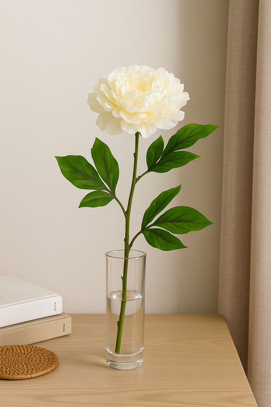 Frendorf | Blühende Pfingstrose Groß Ivory 77 cm - Realistische Künstliche Pfingstrose mit Weichen Ivory-Blüten - Perfekt für Blumenarrangements, Sträuße, Kränze und Wohnkultur - Langlebig und Pflegeleicht