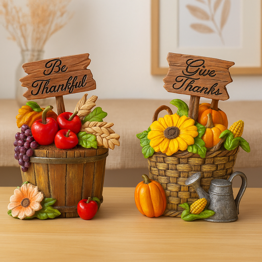 Frendorf | "Thanks for the Harvest" Topf mit LED - Dekorativer Herbst-Topf mit warmem LED-Licht - Perfekt für herbstliche Heimdekoration, Tischmittelstücke und saisonale Displays