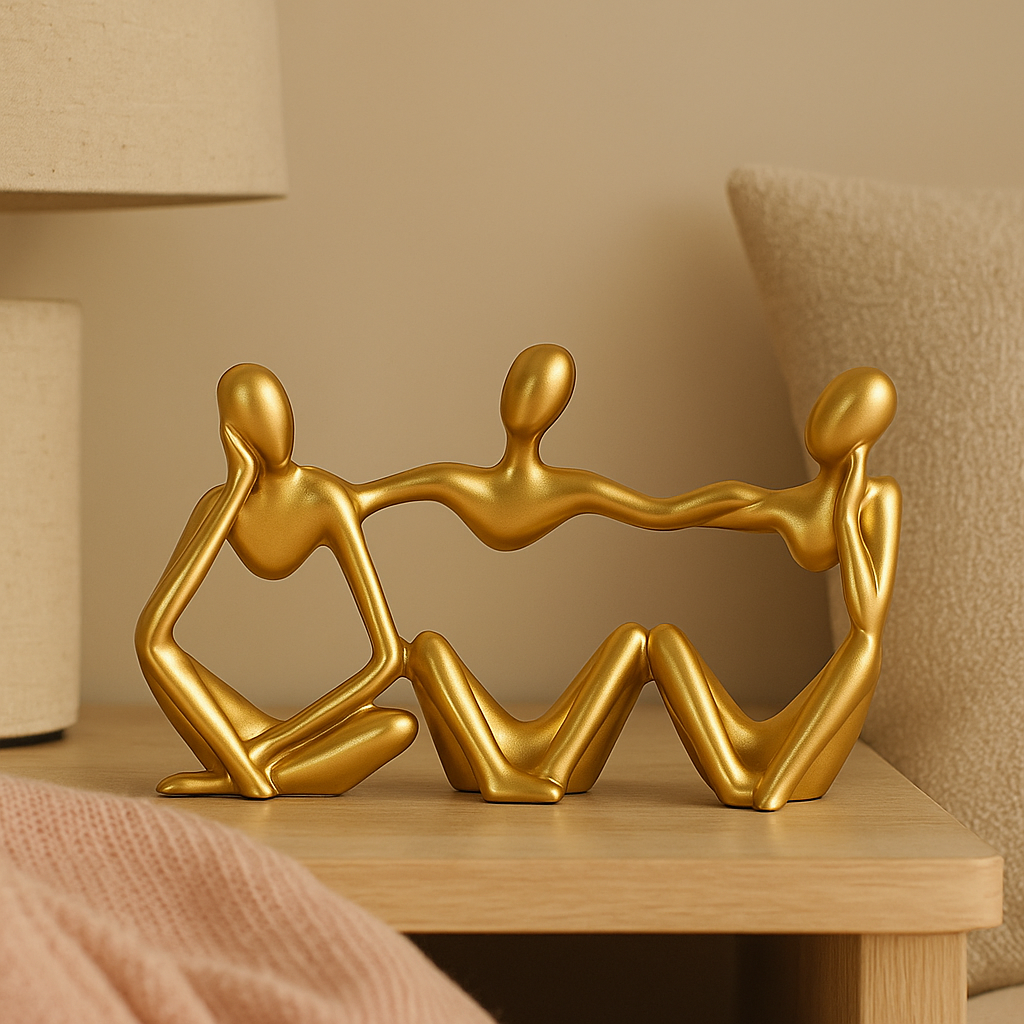 Frendorf | MindMuse – Goldene abstrakte Denkerstatuen in einzigartigen künstlerischen Positionen