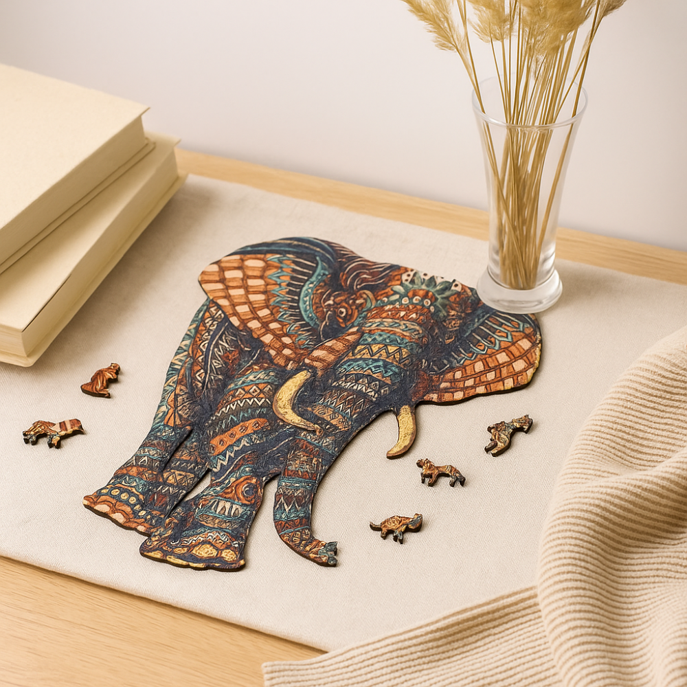 Frendorf | in Form eines Elefanten EleMind – Holzpuzzle für die Köpfe der Tiere für Erwachsene