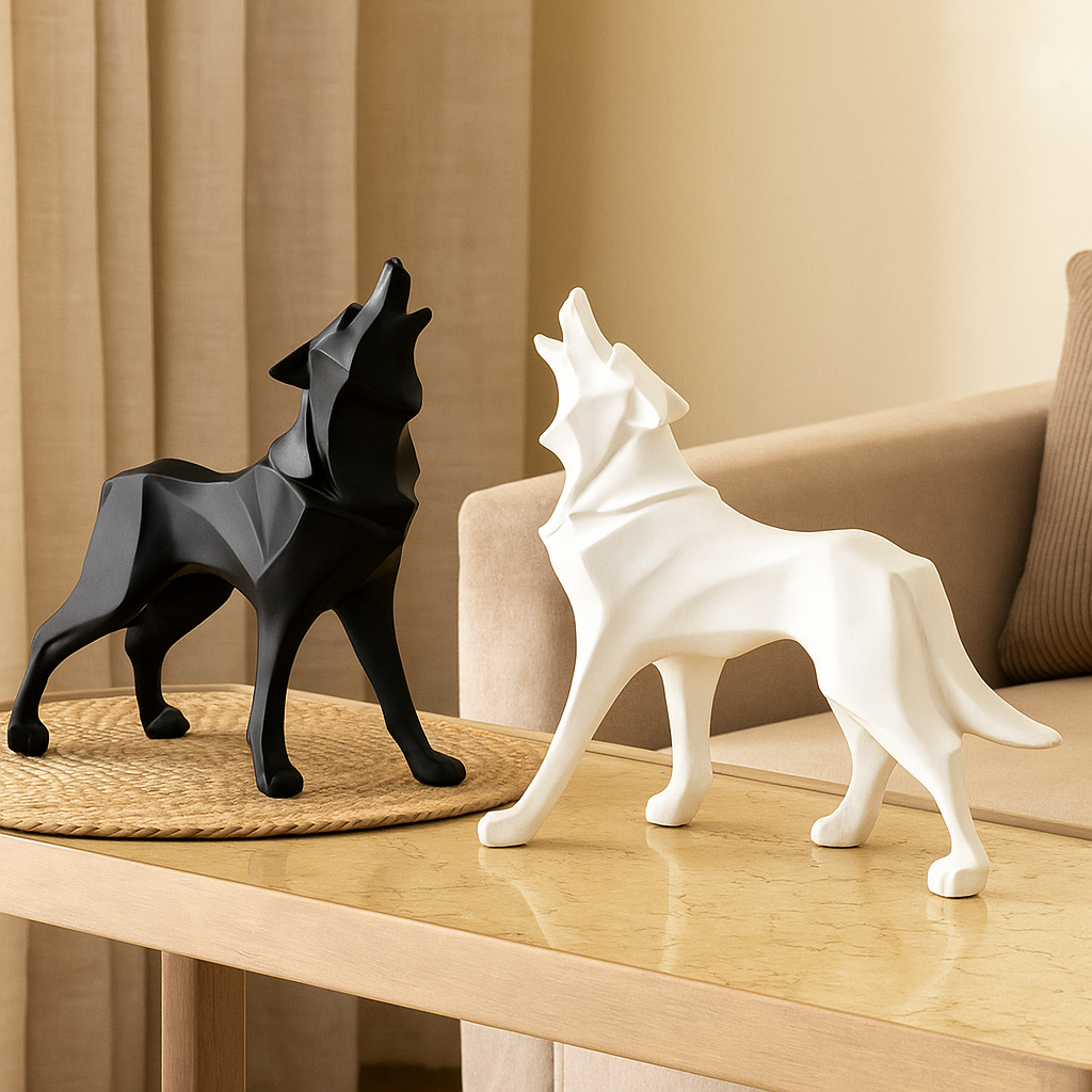 Frendorf | LupoForm – Geometrische Ulvenstatue mit scharfkantigem Design für moderne Räume
