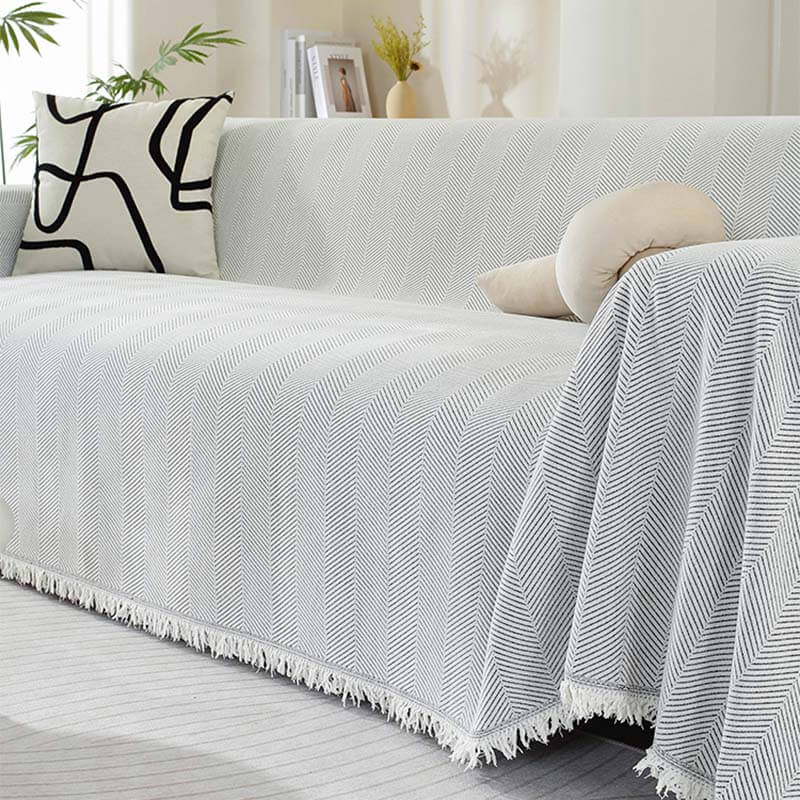 Chenille-Decke Fischgrat Quaste Sofaüberwurf