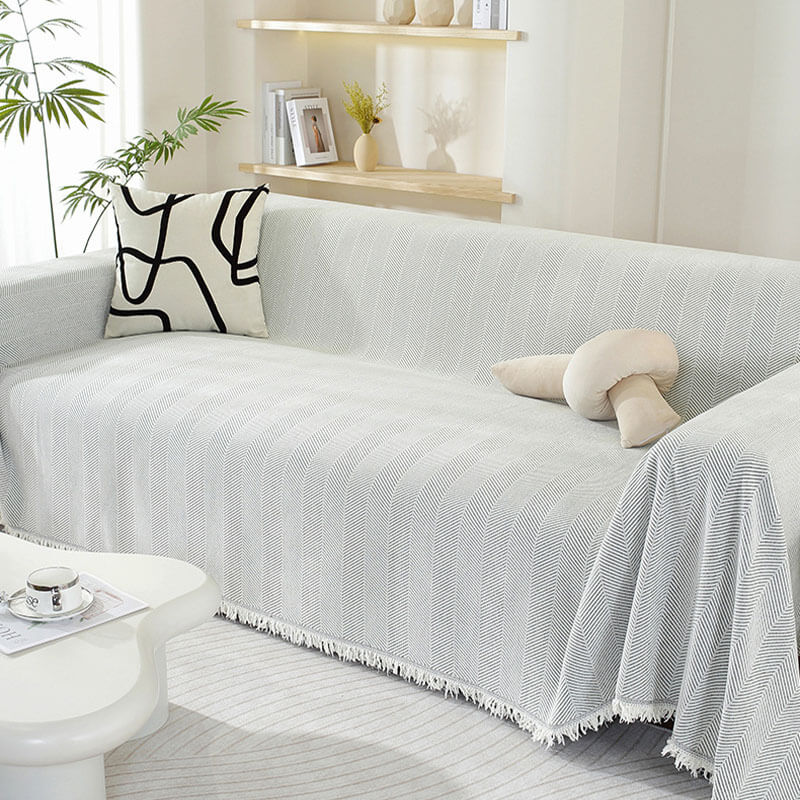 Chenille-Decke Fischgrat Quaste Sofaüberwurf