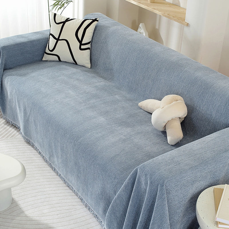 Chenille-Decke Fischgrat Quaste Sofaüberwurf