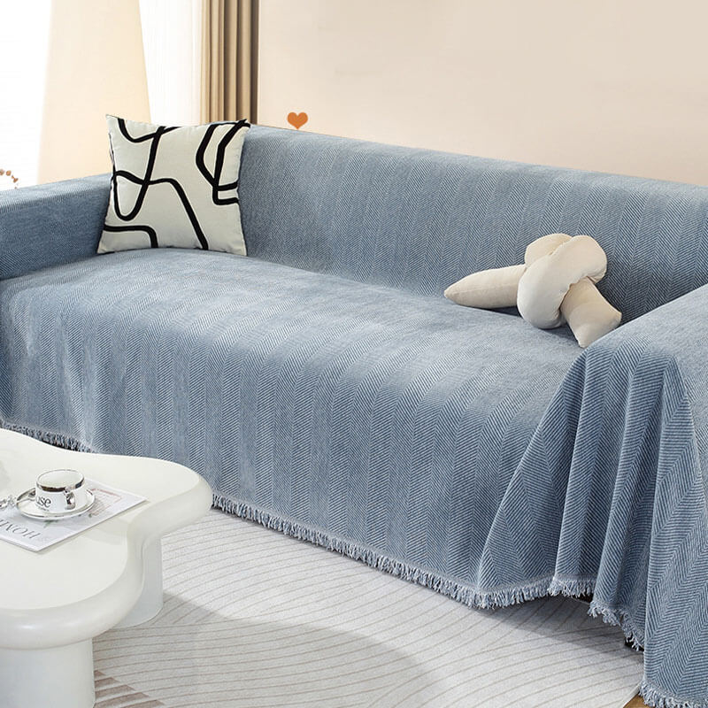 Chenille-Decke Fischgrat Quaste Sofaüberwurf
