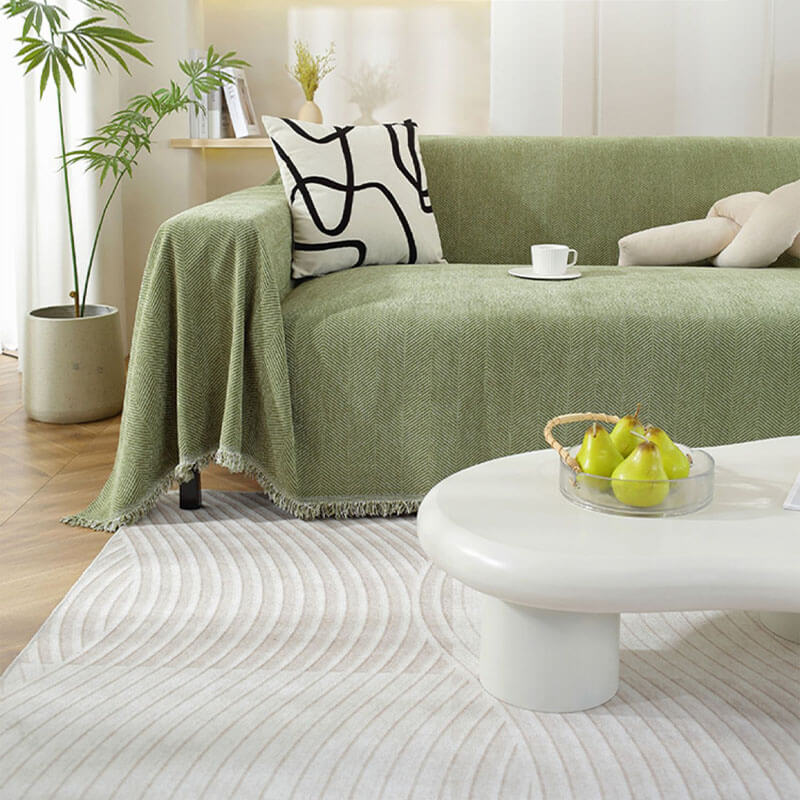 Chenille-Decke Fischgrat Quaste Sofaüberwurf