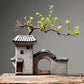 Chinesisches Antikes Haus Retro Gebäude Keramischer Blumentopf Dekoration Garten Bonsai Figuren Miniaturen Hausverzierungen Kostenloser Versand