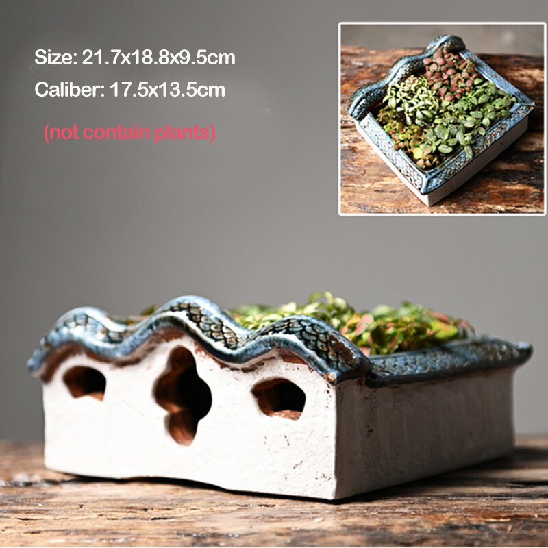 Chinesisches Antikes Haus Retro Gebäude Keramischer Blumentopf Dekoration Garten Bonsai Figuren Miniaturen Hausverzierungen Kostenloser Versand