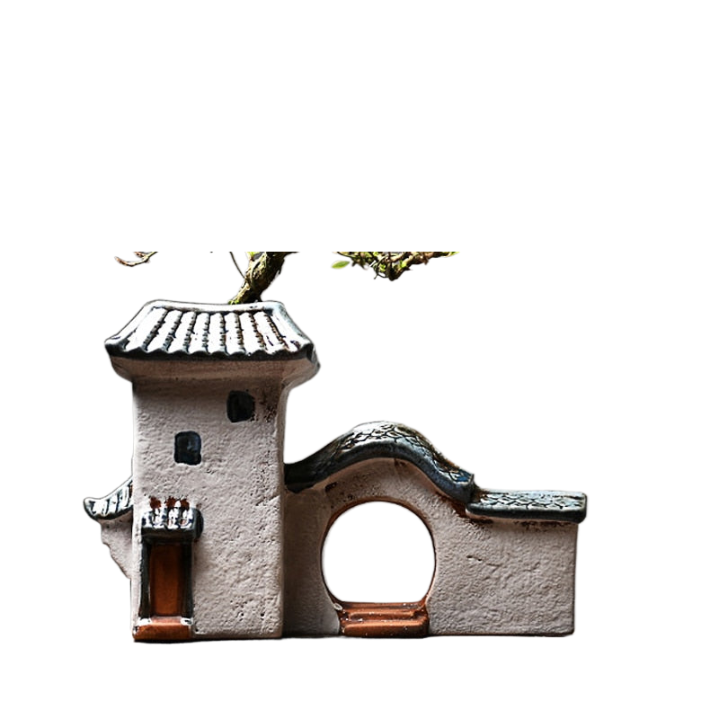 Chinesisches Antikes Haus Retro Gebäude Keramischer Blumentopf Dekoration Garten Bonsai Figuren Miniaturen Hausverzierungen Kostenloser Versand