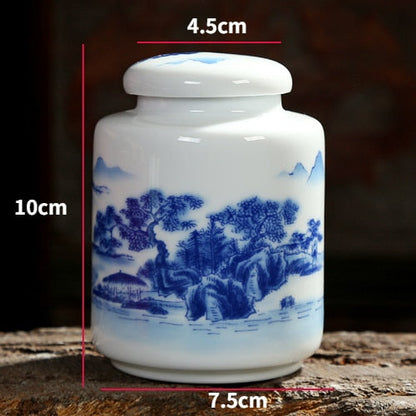 Chinesisch blau-weiße Porzellan Keramiken Teedose Tieguanyin versiegelte Behälter Reise Teebeutel Aufbewahrungsbox Kaffee Dose