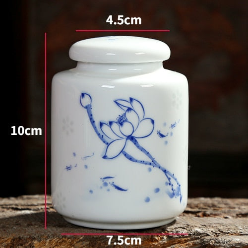 Chinesisch blau-weiße Porzellan Keramiken Teedose Tieguanyin versiegelte Behälter Reise Teebeutel Aufbewahrungsbox Kaffee Dose