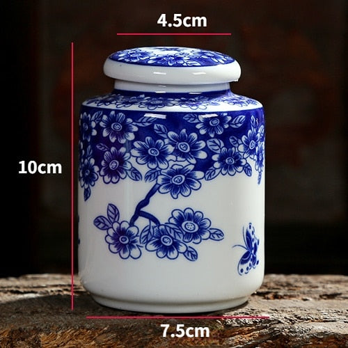 Chinesisch blau-weiße Porzellan Keramiken Teedose Tieguanyin versiegelte Behälter Reise Teebeutel Aufbewahrungsbox Kaffee Dose
