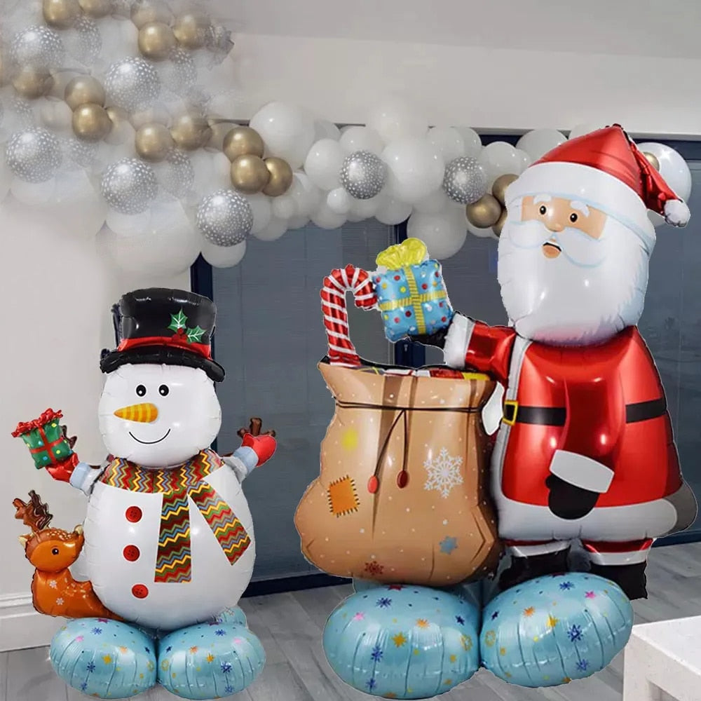 Weihnachtsfolie Santa Claus Ballons Schneemann Elch Weihnachtsbaum Ballons für Weihnachten aufblasbare Partydekorationen Wohnpartydesign