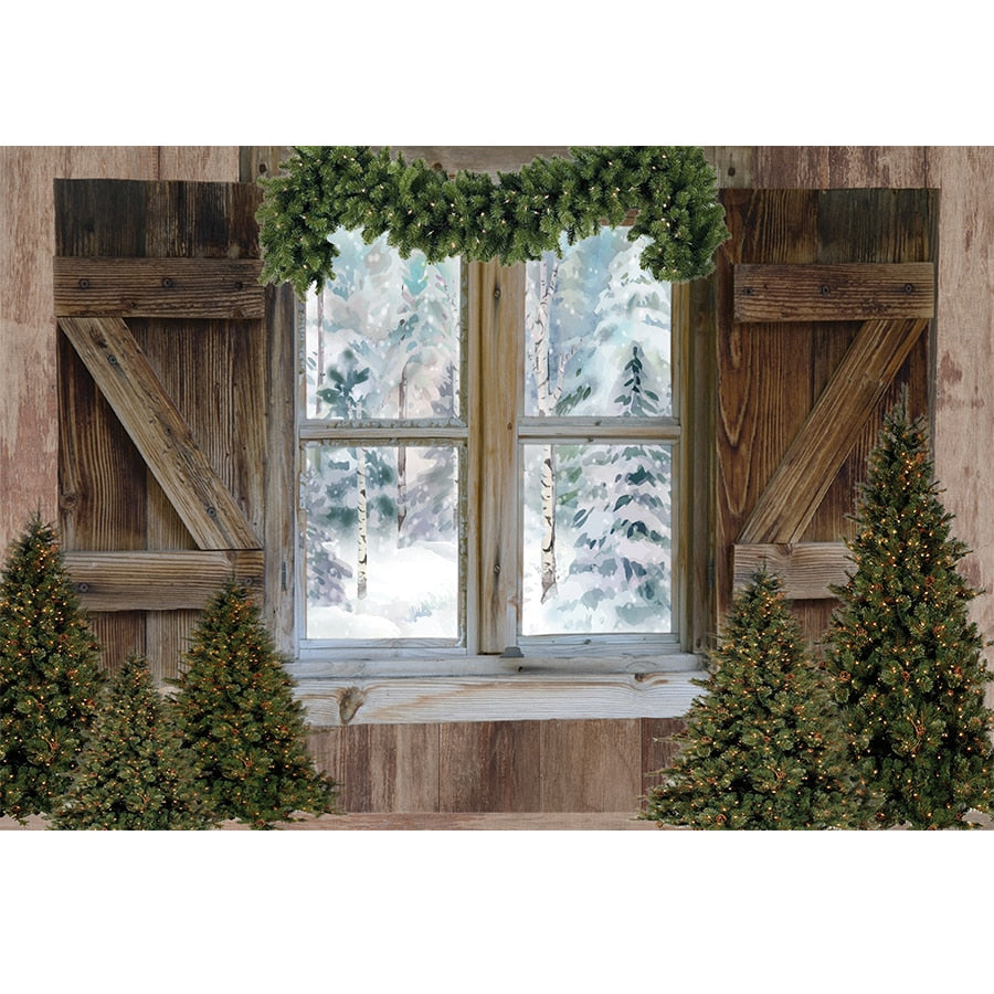 Weihnachtsfotografie Hintergrund Fotocall Fenster Baum Geschenk Party Dekor Hintergrund Portrait Fotografie Kinder Foto Studio