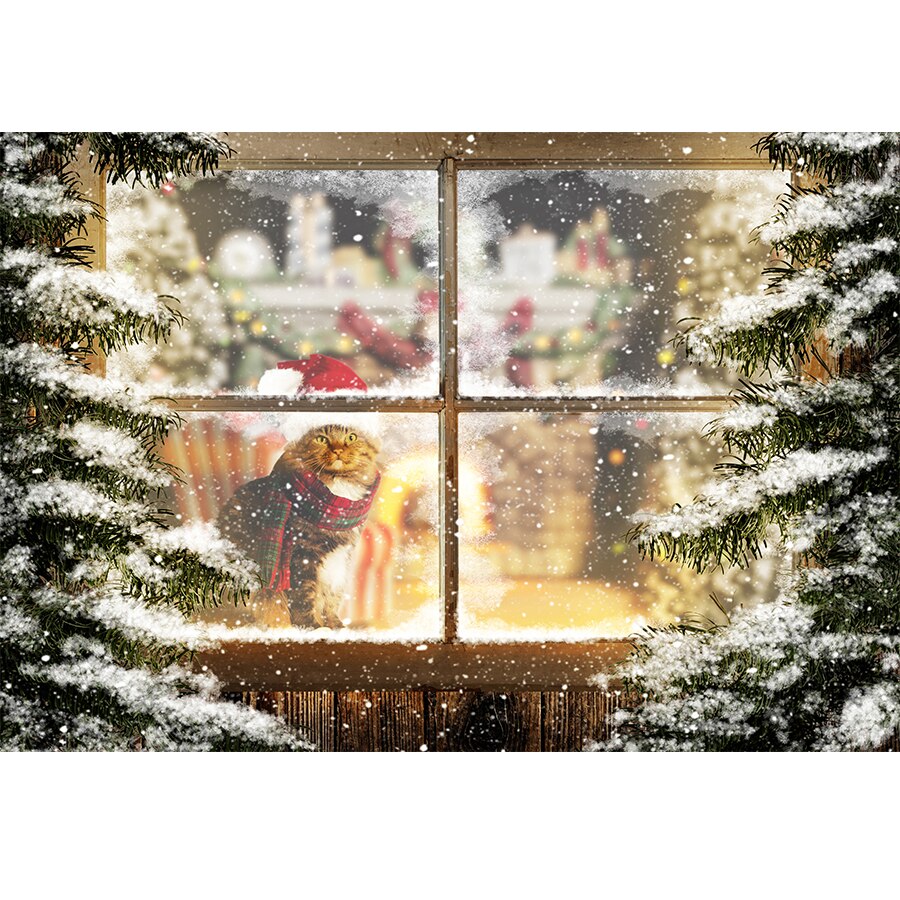 Weihnachtsfotografie Hintergrund Fotocall Fenster Baum Geschenk Party Dekor Hintergrund Portrait Fotografie Kinder Foto Studio