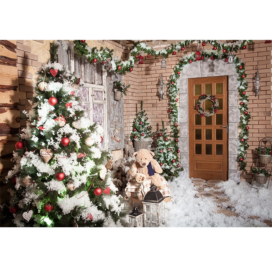 Weihnachtsfotografie Hintergrund Fotocall Fenster Baum Geschenk Party Dekor Hintergrund Portrait Fotografie Kinder Foto Studio