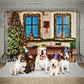 Weihnachtsfotografie Hintergrund Fotokall Fenster Baum Geschenk Party Dekor Hintergrund Porträt Fotografisch Kinder Foto Studio