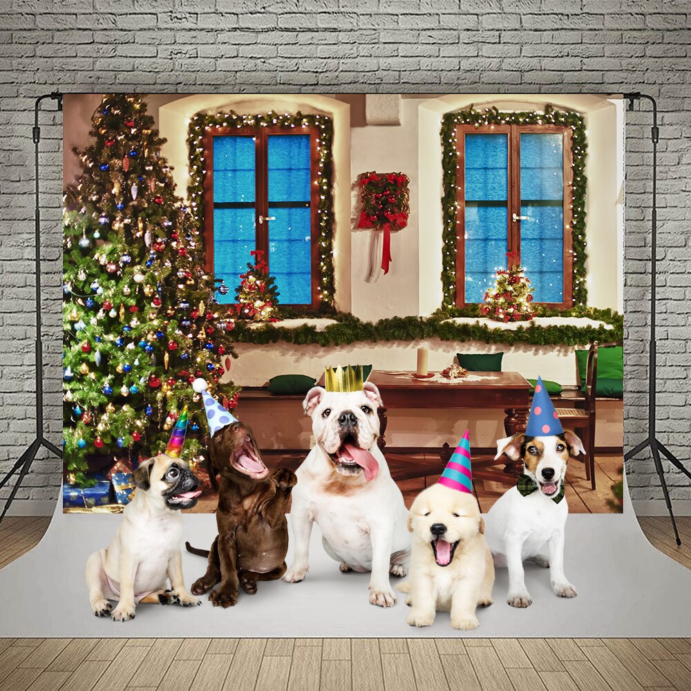 Weihnachtsfotografie Hintergrund Fotocall Fenster Baum Geschenk Party Dekor Hintergrund Portrait Fotografie Kinder Foto Studio
