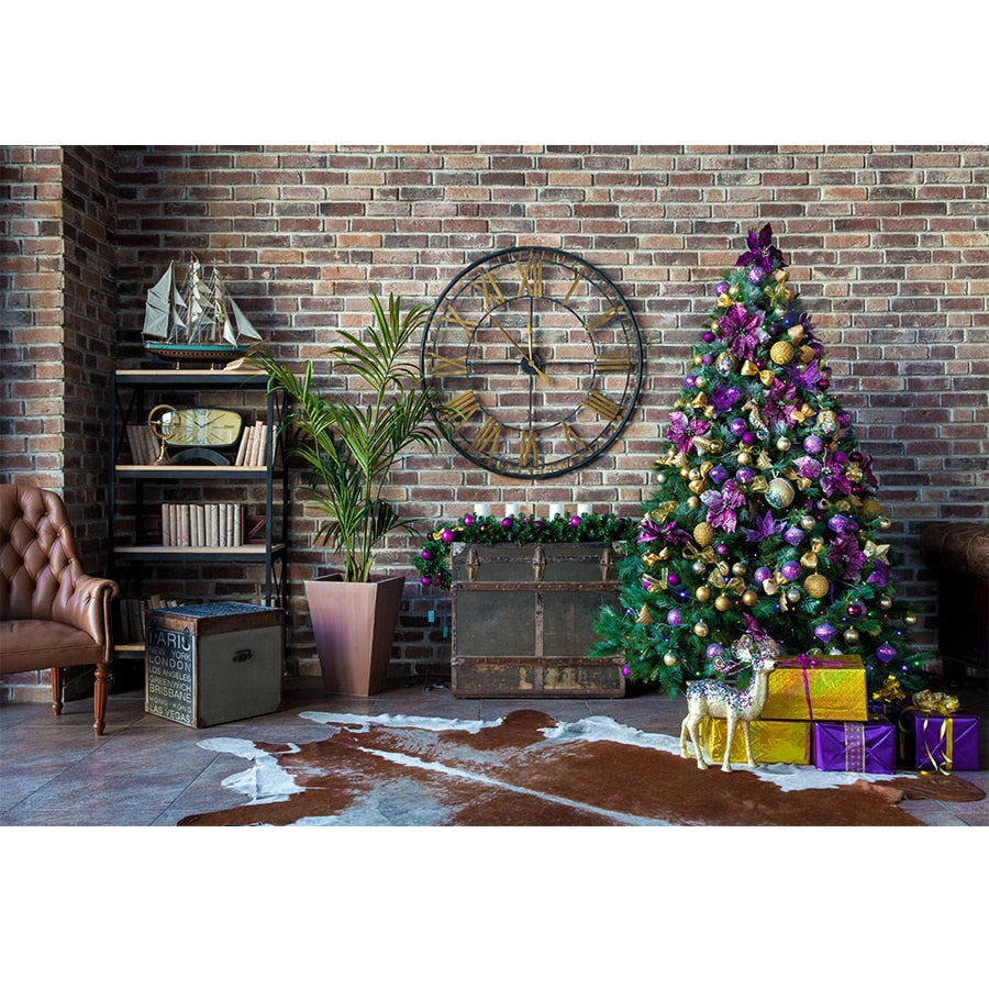 Weihnachtsfotografie Hintergrund Fotocall Fenster Baum Geschenk Party Dekor Hintergrund Portrait Fotografie Kinder Foto Studio