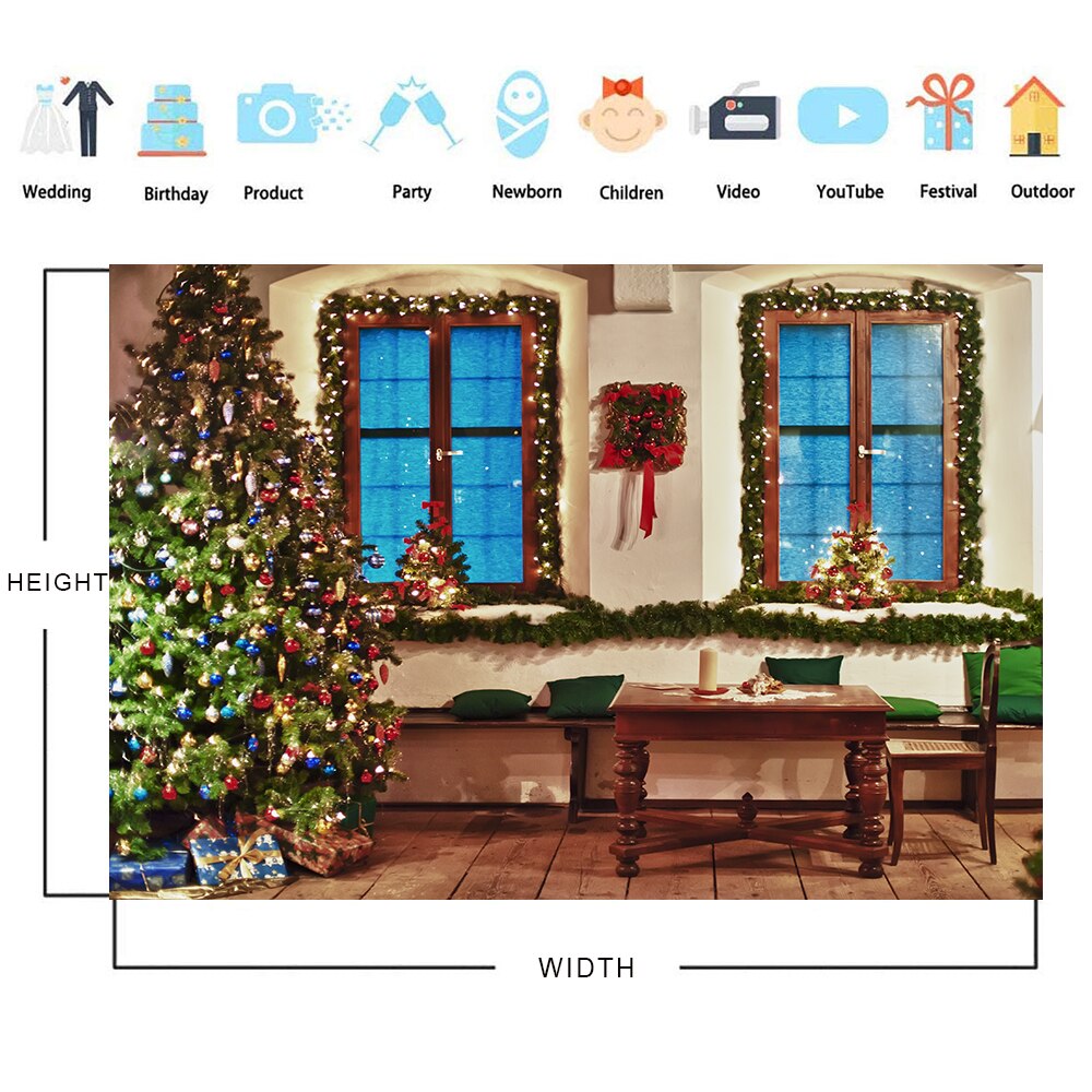 Weihnachtsfotografie Hintergrund Fotocall Fenster Baum Geschenk Party Dekor Hintergrund Portrait Fotografie Kinder Foto Studio