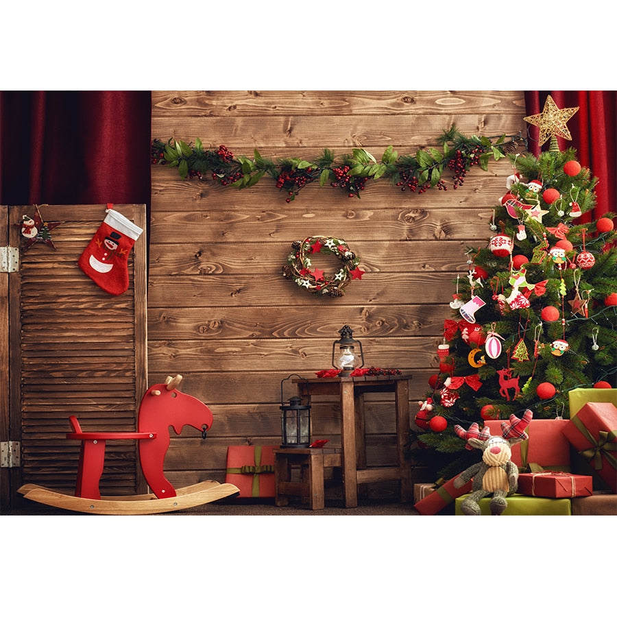 Weihnachtsfotografie Hintergrund Fotocall Fenster Baum Geschenk Party Dekor Hintergrund Portrait Fotografie Kinder Foto Studio