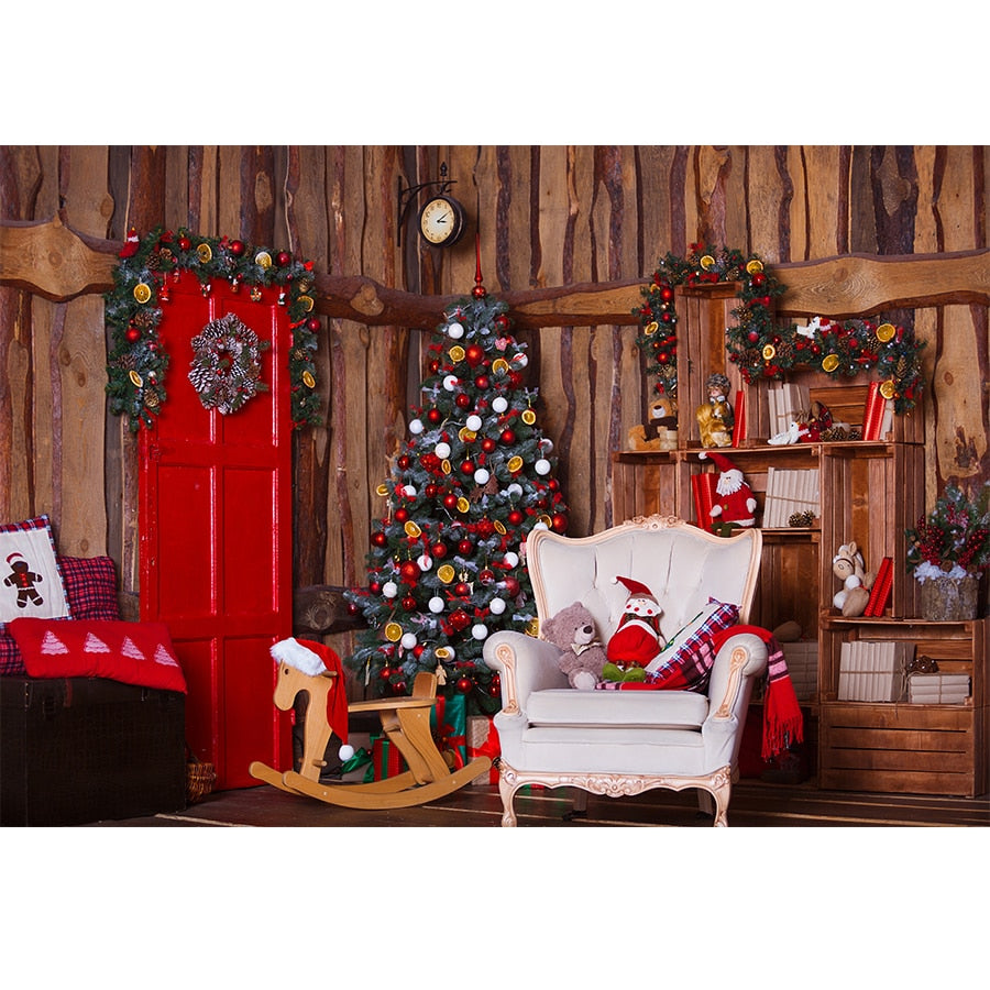 Weihnachtsfotografie Hintergrund Fotocall Fenster Baum Geschenk Party Dekor Hintergrund Portrait Fotografie Kinder Foto Studio