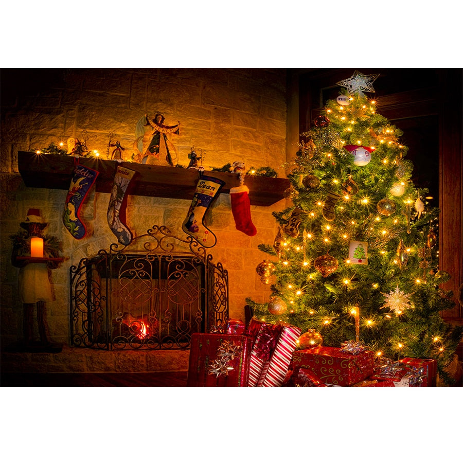 Weihnachtsfotografie Hintergrund Fotocall Fenster Baum Geschenk Party Dekor Hintergrund Portrait Fotografie Kinder Foto Studio