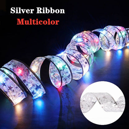 Weihnachtsband Feenlicht Weihnachtsdekoration DIY Schleifen Lichterbaumornamente für Zuhause 2023 Weihnachten Dekor Neujahr Navidad